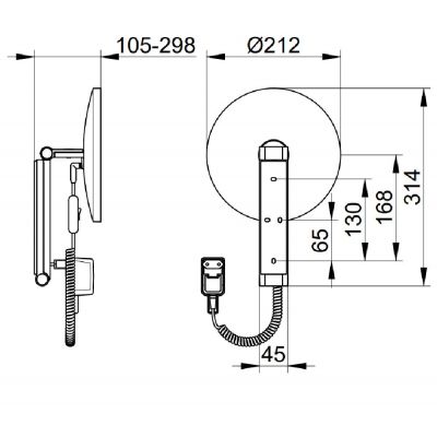 Keuco Cosmetic mirrors lusterko kosmetyczne 21,2x31,4 cm okrągłe z oświetleniem stal 17612079001