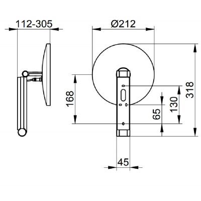 Keuco Cosmetic mirrors lusterko kosmetyczne 21,2x31,8 cm okrągłe z oświetleniem chrom czarny szczotkowany 17612139003