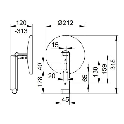 Keuco Cosmetic mirrors lusterko kosmetyczne 21,2x31,4 cm okrągłe z oświetleniem chrom czarny szczotkowany 17612139004