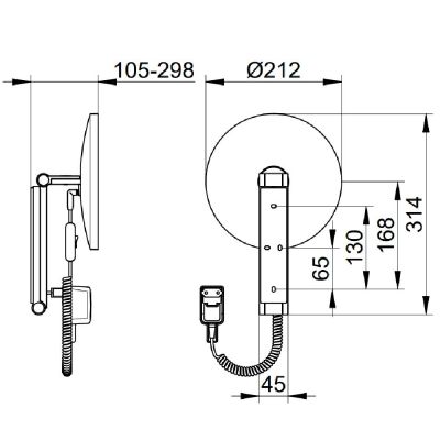 Keuco Cosmetic mirrors lusterko kosmetyczne 21,2x31,4 cm okrągłe z oświetleniem aluminium 17612179001