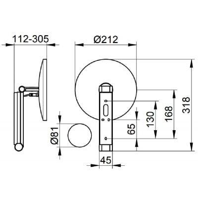 Keuco Cosmetic mirrors lusterko kosmetyczne 21,2x31,4 cm okrągłe z oświetleniem mosiądz szczotkowany 17612259002