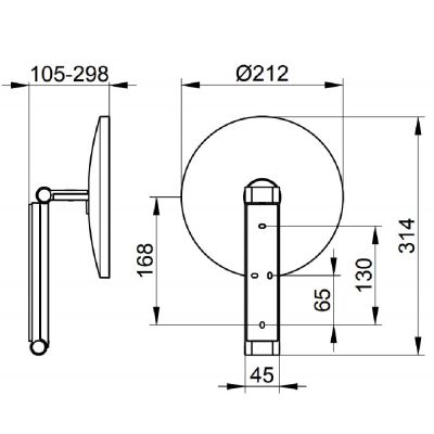 Keuco Cosmetic mirrors lusterko kosmetyczne 21,2x31,4 cm okrągłe z oświetleniem tytan czarny szczotkowany 17612350000