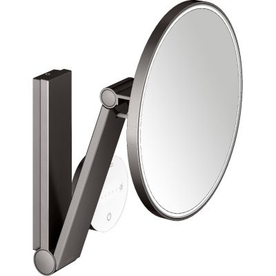 Keuco Cosmetic mirrors lusterko kosmetyczne 21,2x31,4 cm okrągłe z oświetleniem tytan czarny szczotkowany 17612359002