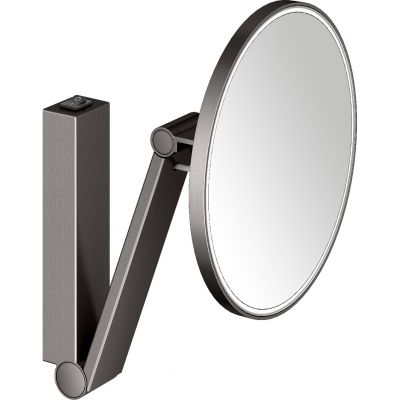 Keuco Cosmetic mirrors lusterko kosmetyczne 21,2x31,4 cm okrągłe z oświetleniem tytan czarny szczotkowany 17612359004