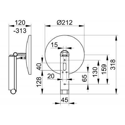 Keuco Cosmetic mirrors lusterko kosmetyczne 21,2x31,4 cm okrągłe z oświetleniem tytan czarny szczotkowany 17612359004