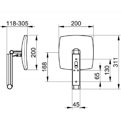 Keuco Cosmetic mirrors lusterko kosmetyczne 20x31 cm kwadratowe z oświetleniem chrom 17613019003