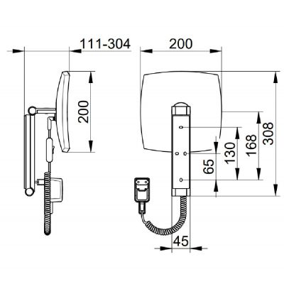 Keuco Cosmetic mirrors lusterko kosmetyczne 20x30,8 cm prostokątne z oświetleniem chrom 17613039001