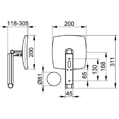 Keuco Cosmetic mirrors lusterko kosmetyczne 20x31 cm prostokątne z oświetleniem brąz szczotkowany 17613039006