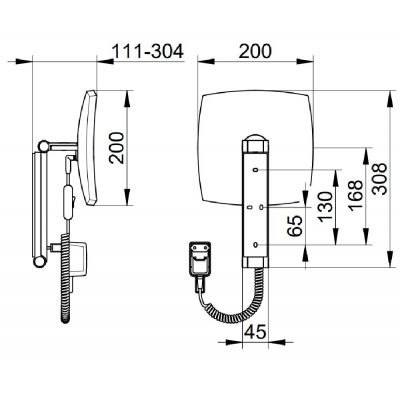 Keuco Cosmetic mirrors lusterko kosmetyczne 20x30,8 cm prostokątne z oświetleniem nikiel szczotkowany 17613059001