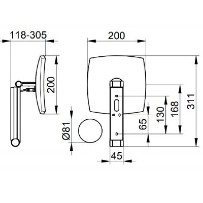 Keuco Cosmetic mirrors lusterko kosmetyczne 20x31 cm prostokątne z oświetleniem nikiel szczotkowany 17613059002