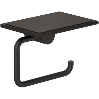 Kludi Vela R uchwyt na papier toaletowy z półką czarny szczotkowany 58971N2