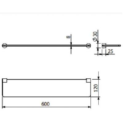 Kludi Vela R półka 60 cm biały mat-czarny mat 5897339