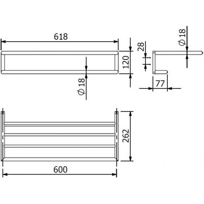 Kludi Vela R wieszak na ręcznik z półką 60 cm czarny mat 5898939