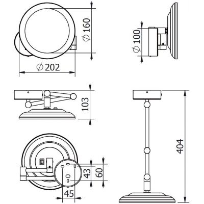 Kludi Vela R lusterko kosmetyczne 20,2x20,2 cm okrągłe z oświetleniem nikiel szczotkowany 58995N5W