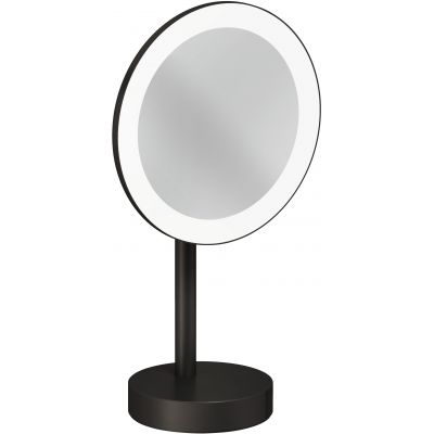 Kludi Vela R lusterko kosmetyczne 20,2x35,5 cm okrągłe z oświetleniem czarny szczotkowany 58995N2F