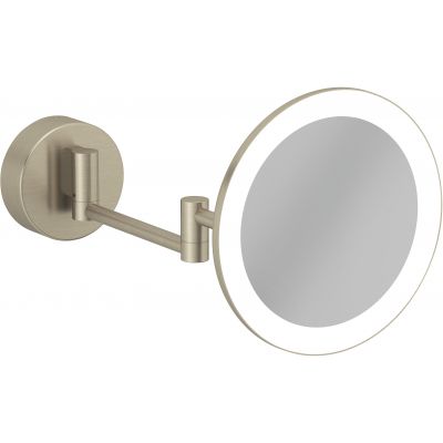 Kludi Vela R lusterko kosmetyczne 20,2x20,2 cm okrągłe z oświetleniem nikiel szczotkowany 58995N5W