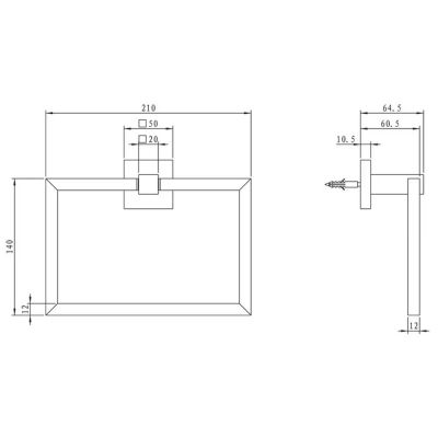Kronenbach Quara wieszak na ręcznik prostokątny chrom 29.210.075.0005