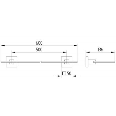 Kronenbach Quara 2.0 Black półka łazienkowa 60 cm szklana/czarny mat 29.210.051.1904