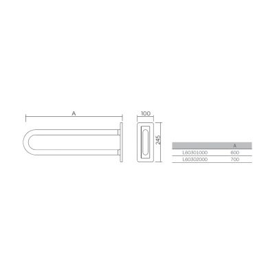 Koło Lehnen Concept Pro poręcz ścienna 70 cm łukowa chrom L60302000