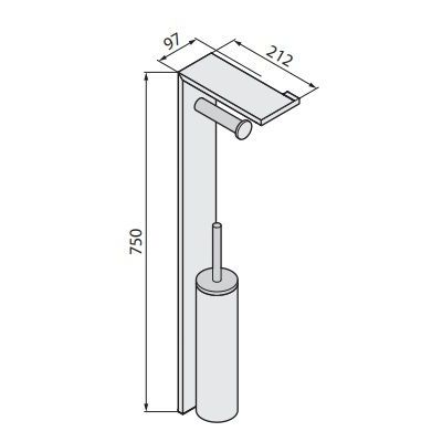Novellini Frame stojak na papier toaletowy ze szczotką WC czarny R90AKFPRSH