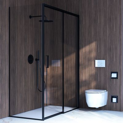 Oltens Breda kabina prysznicowa 120x90 cm prostokątna czarny mat/szkło przezroczyste 20226300