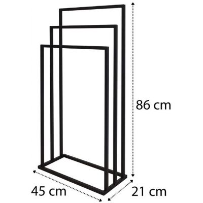 Sepio wieszak na ręczniki 3 ramiona stojący czarny 10STORE3RACZA