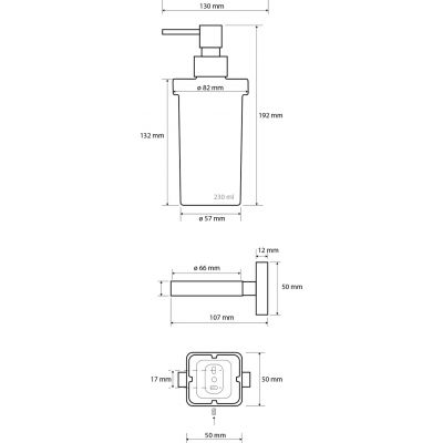 Sapho Insia dozownik do mydła 230ml ścienny szkło mleczne/chrom IS019