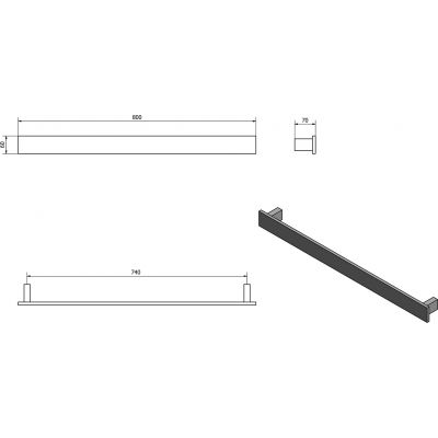 Sapho Patron drążek na ręcznik 80 cm biały PX036