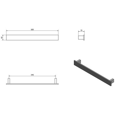 Sapho Patron drążek na ręcznik 60 cm czarny mat PX064