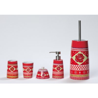 Pojemnik na waciki ceramiczny czerwony Sealskin Joli 361720759