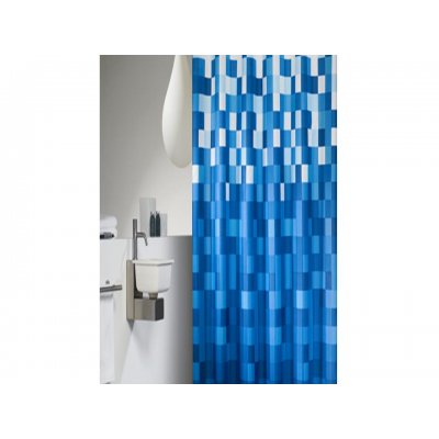 Zasłona prysznicowa tekstylna 180 cm niebieska Sealskin Pixel 232651324