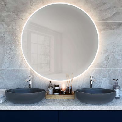 Smartwoods Bright lustro 90 cm okrągłe z oświetleniem LED białe barwa światła ciepła