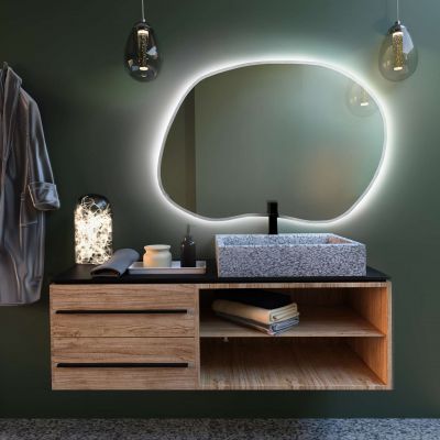 Smartwoods Tiny Borderbright Stain II lustro 50x36 cm z oświetleniem LED białe barwa światła neutralna