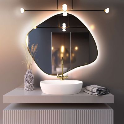Smartwoods Tiny Borderbright Stain III lustro 70x60 cm z oświetleniem LED złote barwa światła ciepła