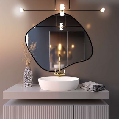 Smartwoods Tiny Borderbright Stain III lustro 80x70 cm z oświetleniem LED czarne barwa światła neutralna