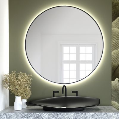 Smartwoods Bright lustro 70 cm okrągłe z oświetleniem LED czarne barwa światła ciepła