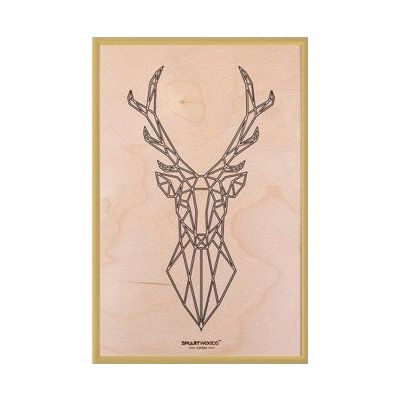 Smartwoods Deer obraz 30x20 cm rama złota