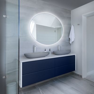 Baltica Design Bright lustro 70 cm okrągłe z oświetleniem srebrny