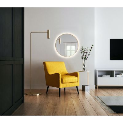Smartwoods Bright lustro 100 cm okrągłe z oświetleniem LED złote barwa światła ciepła
