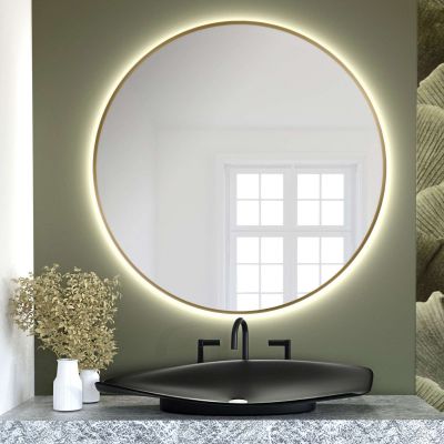 Smartwoods Bright lustro 60 cm okrągłe z oświetleniem LED złote barwa światła ciepła