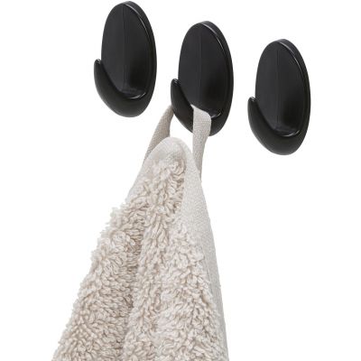 Tiger Baseline Oval L wieszak na ręcznik 3 szt haczyk duży czarny 800721