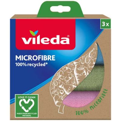 Vileda Mikrofibra 100% Recycled zestaw  3 ściereczek do sprzątania 168310