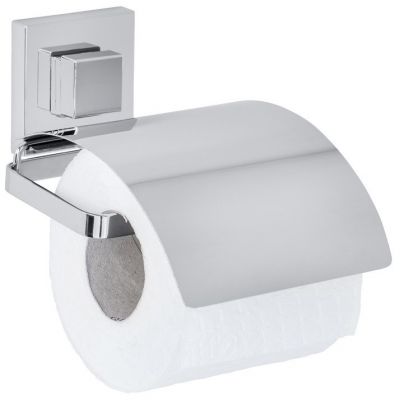 Wenko VL Quadro uchwyt na papier toaletowy z pokrywą srebrny 22696100