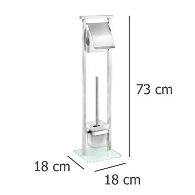 Wenko Debar stojak na papier toaletowy ze szczotką do WC 2w1 srebrny 22992100