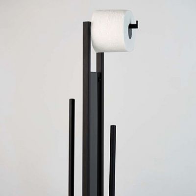 Wenko Rivalta stojak na papier toaletowy ze szczotką do WC czarny 23708100