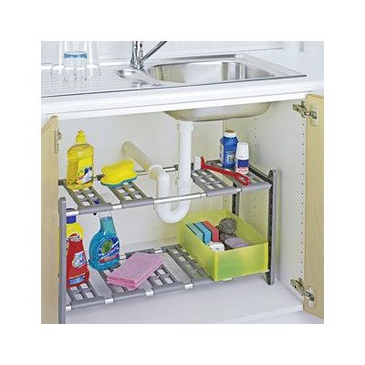 Wenko Flexi półka kuchenna pod zlewozmywak stojąca teleskopowa szary 2768010100