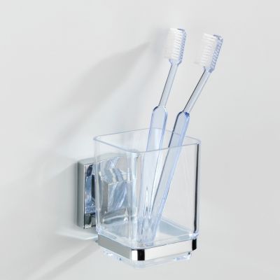 Wenko VL Quadro kubek na szczoteczki ścienny srebrny/przezroczysty 22680100