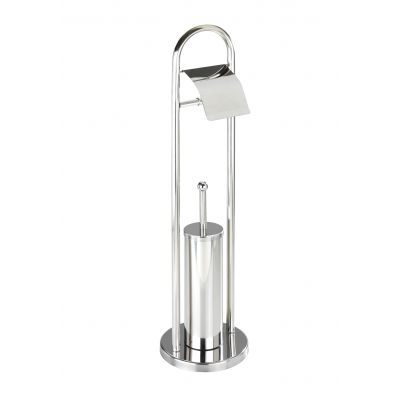Wenko Vasto stojak na papier toaletowy ze szczotką WC srebrny 16993100