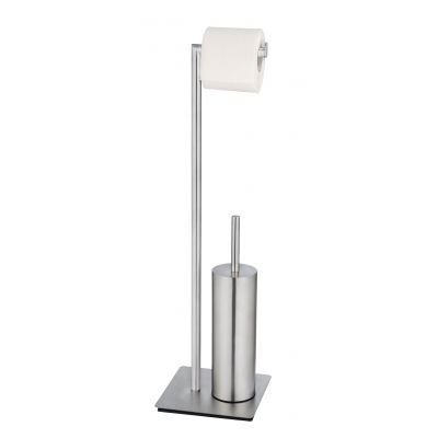 Wenko Recco stojak na papier toaletowy ze szczotką WC srebrny 25378100