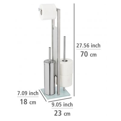 Wenko Rivalta stojak na papier toaletowy ze szczotką WC srebrny 25399100